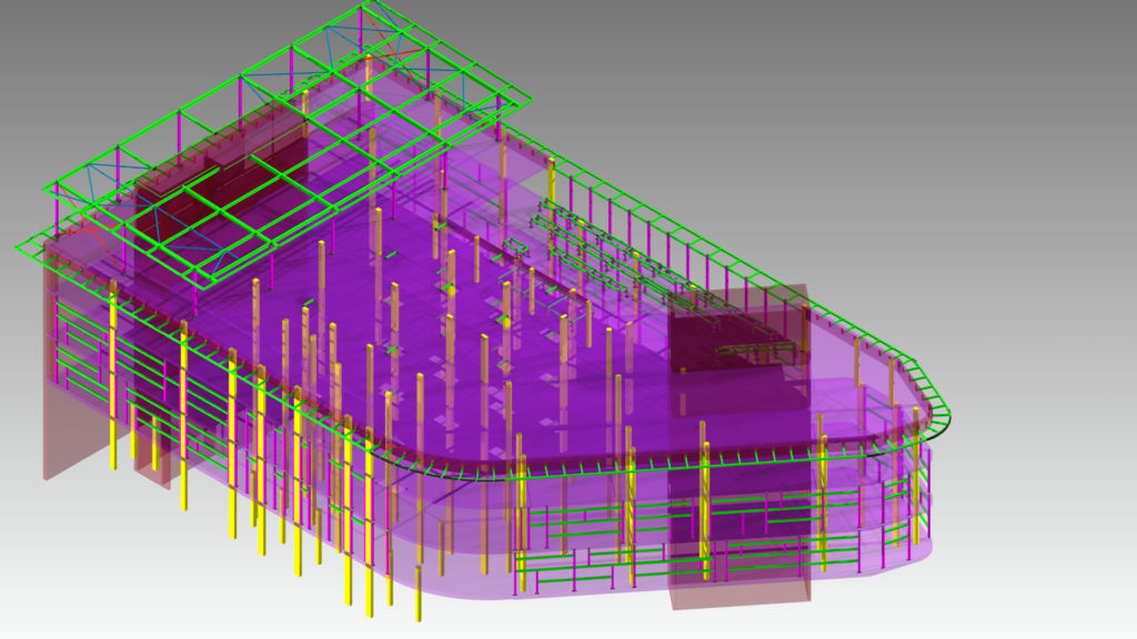 Commercial building project structural steel modeling with Tekla by The Engineering Design.